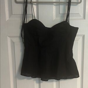 Zara Black Sweetheart Neck Cami with Double Spaghetti Straps